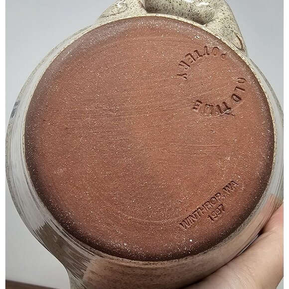 Vintage Old Time Pottery Gravy Mixing Bowl 1997 Stoneware 7" Pinecone USA Rustic - Picture 10 of 10